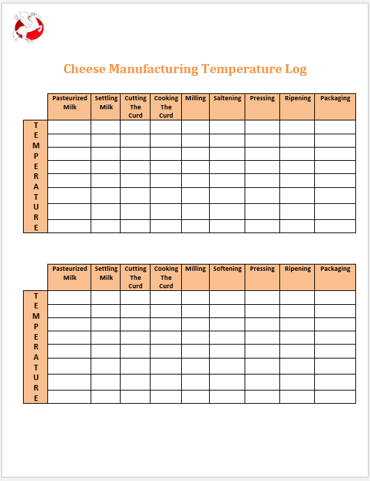 Cheese Manufacturing Temperature Log Template