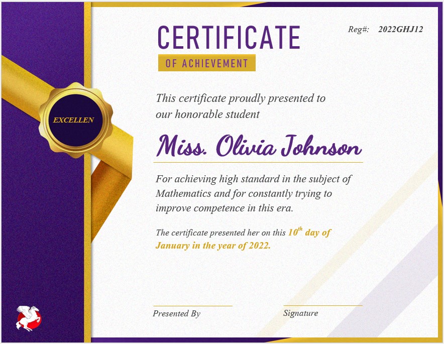 Excellence Achievement Certificate Template