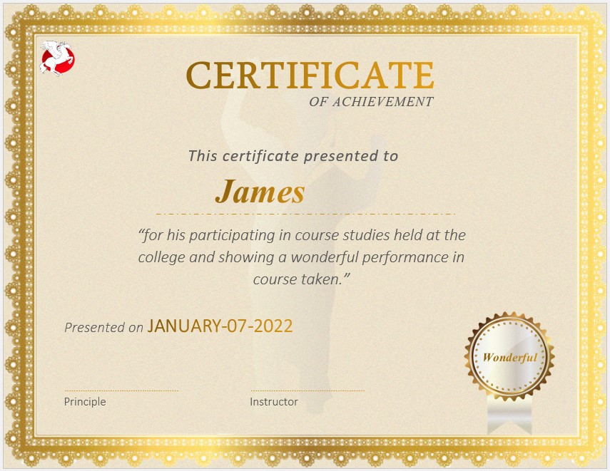 Golden Achievement Certificate Template