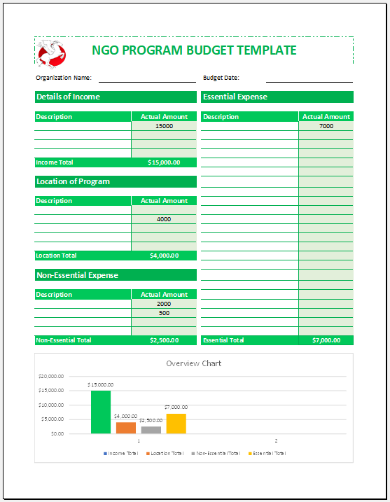 NGO Budget Plan Template
