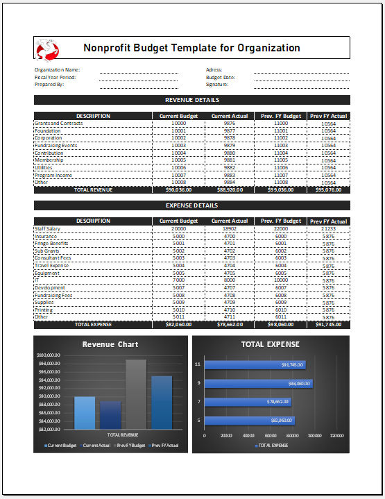 Nonprofit Budget Template for Organization