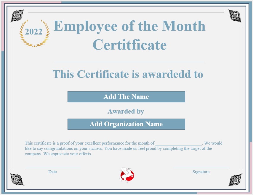 Simple Employee of the Month Certificate Template