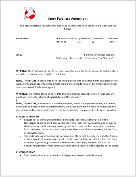 Stock Purchase Agreement Template