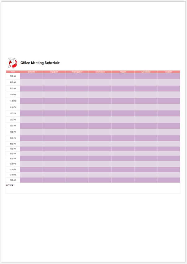 Weekly Office Meeting Schedule Template