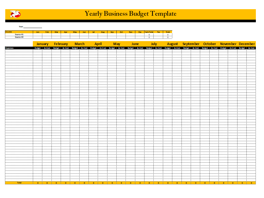 Yearly Business Budget Template