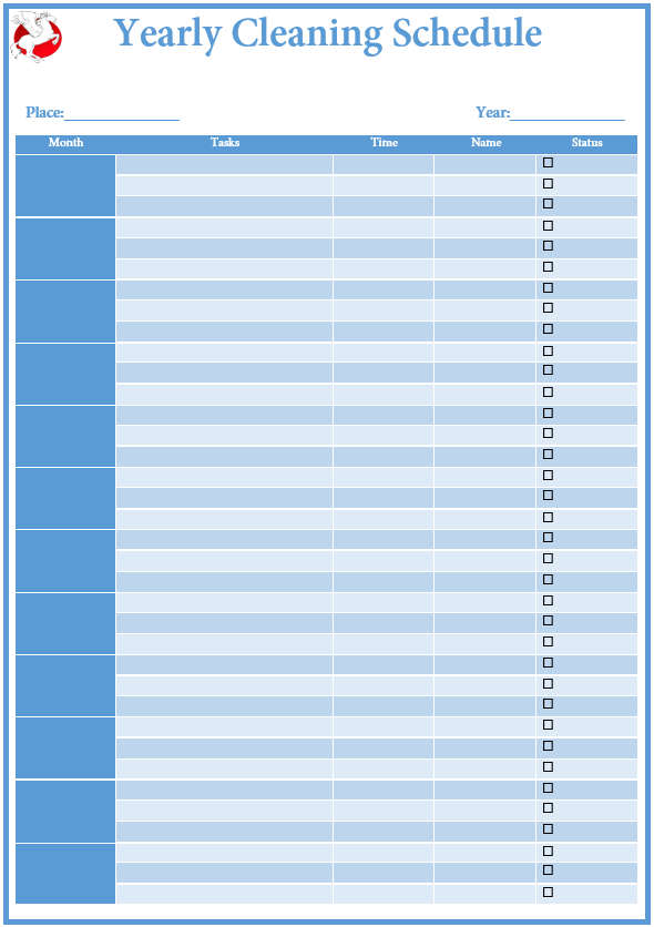 Yearly Cleaning Schedule Template