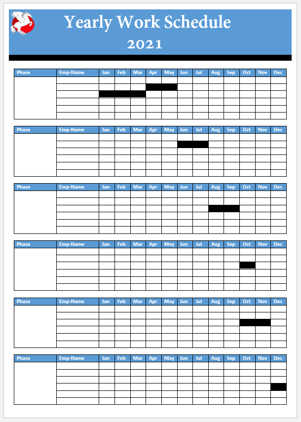 Yearly Work Schedule Template