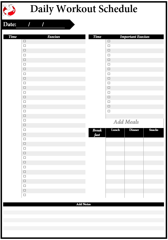 Daily Workout Schedule Template