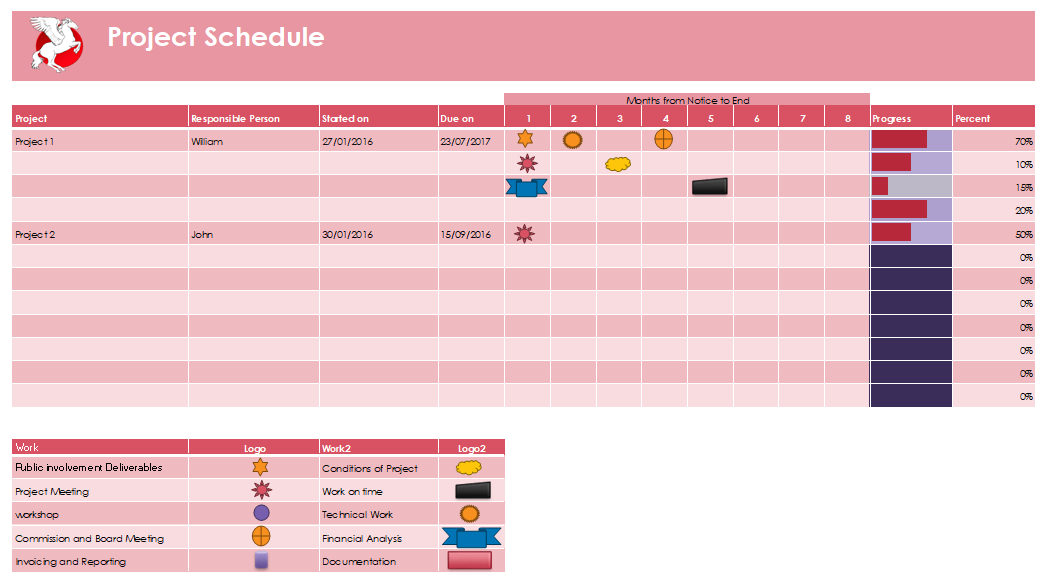 Monthly Project Schedule Template