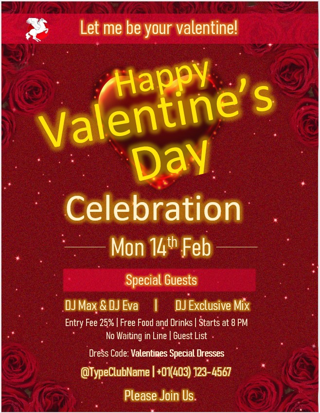 Valentine's Day Red Floral Flyer Template