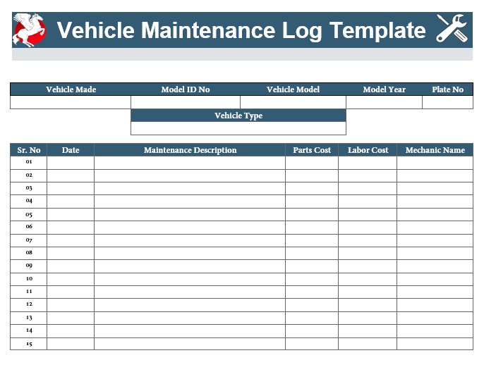 Vehicle Maintenance Log Template